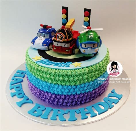 Robocar poli design fresh cream cake 4th Birthday, Bday, Birthday Party, Robocar Poli, Cupcake ...