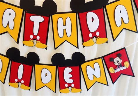 Mickey Mouse Birthday Banner - Etsy