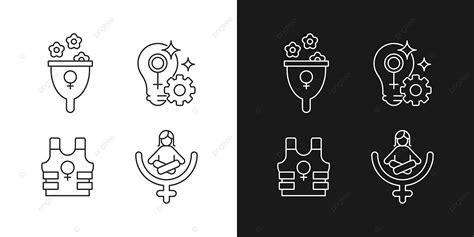 Linear Icons For Modern Feminism Set In Both Dark And Light Modes ...