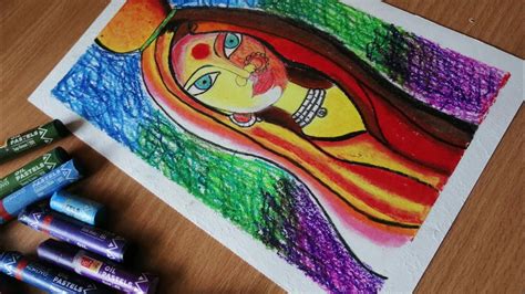 How to draw Indian Traditional woman/Indian Folk Art/Oil Pastel painting/Easy painting for ...