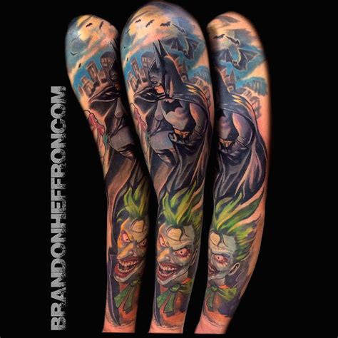 Batman & Joker sleeve by Brandon Heffron: TattooNOW