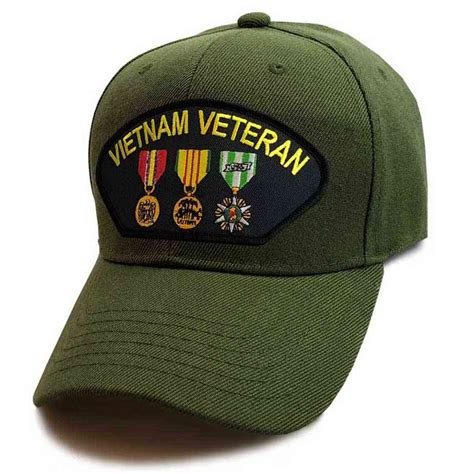 Vietnam Veteran Hat with 3 Medals Graphic - Vintage Grey