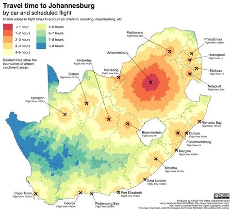 South Africa drive time map - Vivid Maps | Travel infographic ...