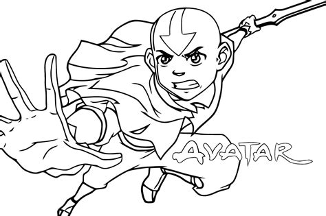 Aang attacks coloring page