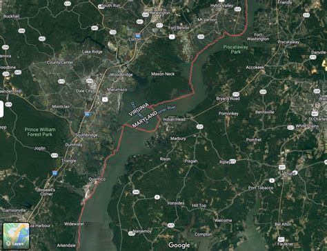 Weird deviation Maryland Virginia Border : r/Google_Maps_Oddities