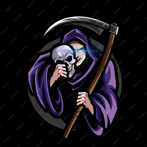 Premium PSD | A grim reaper with a skull on his shoulder.