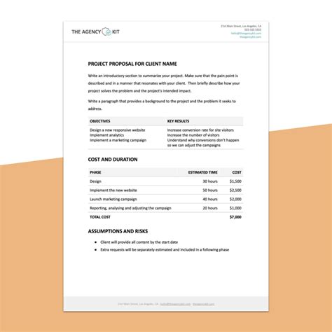 One Page Project Proposal Template