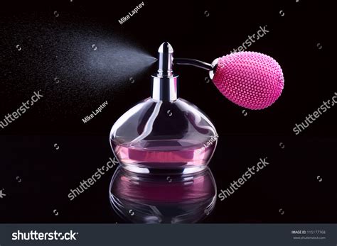 Pink Bottle Perfume Spraying Isolated On Stock Photo 115177768 ...