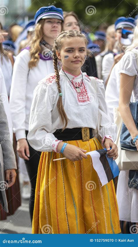 Estonian People in Traditional Clothing Walking the Streets of Tallinn Editorial Image - Image ...