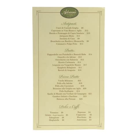 Lot 1505 - Production-Made Adrians Restaurant Menu | CREED (2015)