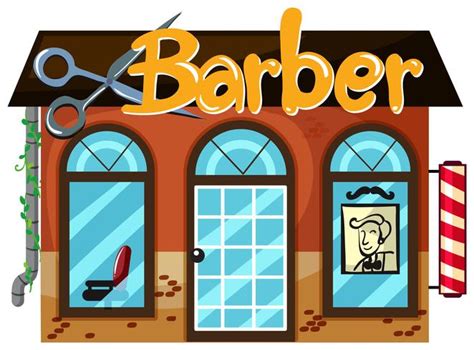 Exterior of barber shop 374135 Vector Art at Vecteezy