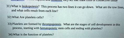 SOLVED: 31) What is leukopoiesis? This process has two lines it can go down. What are the two ...