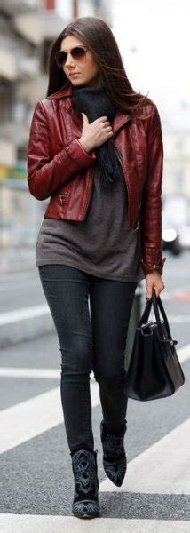 Burgundy Leather Jacket Outfit Ideas for Women – kadininmodasi.org