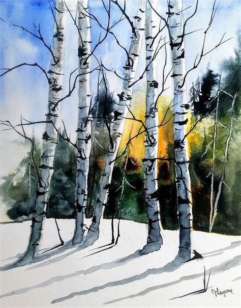 How To Paint Winter Trees In Watercolor - Hannah Thoma's Coloring Pages