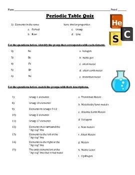 Periodic Table and Valence Electrons Quiz by Chemistry Wiz | TPT