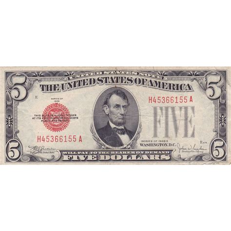 1928E $5 United States Note Red Seal VF | Golden Eagle Coins