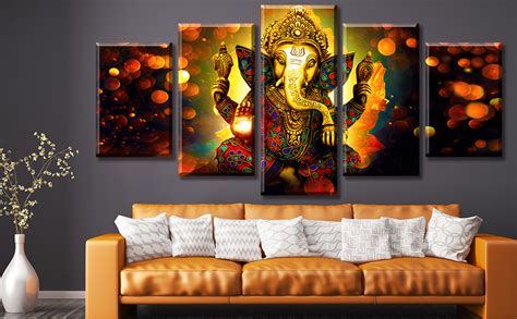 Ethnic Handmade Indian God Ganesha Mandala Wall Art Print I Meditation ...