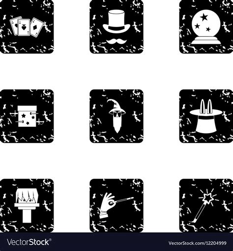 Sorcery icons set grunge style Royalty Free Vector Image