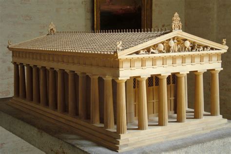 ARCHAIC TEMPLES; restored model of Aphaia temple, Aegina, Greece, Glyptothek, Munich ...