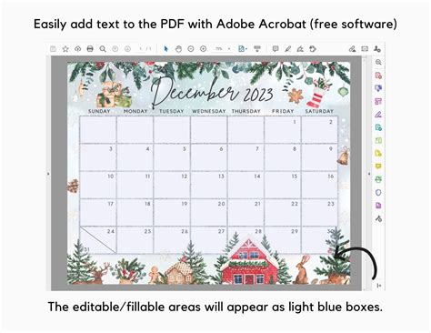 December 2023 Calendar, Beautiful Winter Scene with Leaves & Snow, Chr – Visley Printables