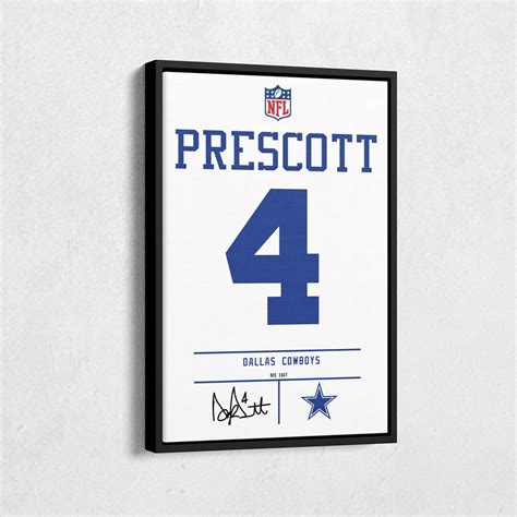 Dak Prescott Jersey Art Dallas Cowboys NFL Wall Art Home Decor Hand ...