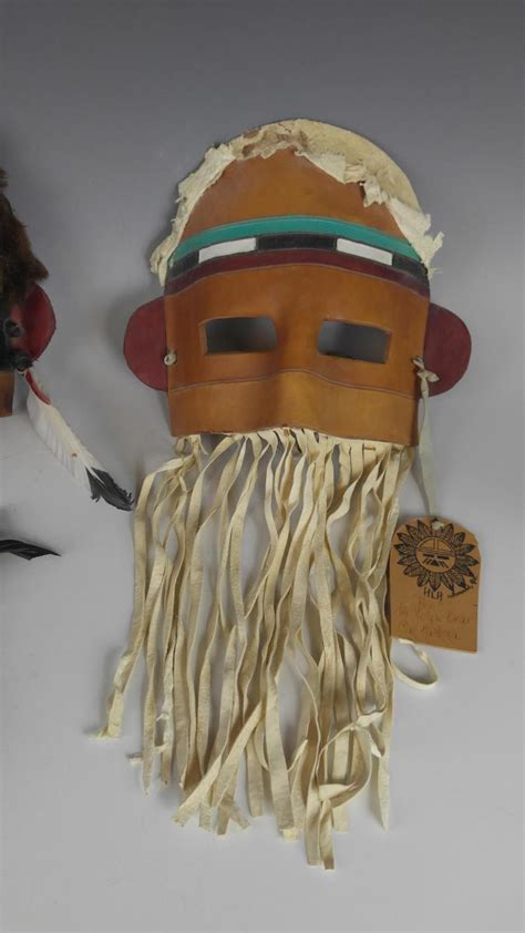 Native American Leather Ritual Dance Masks 20th C.