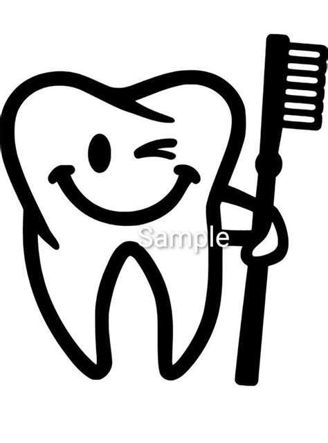 Tooth With Toothbrush Clipart Silhouette Svg Jpg Dxf and | Etsy
