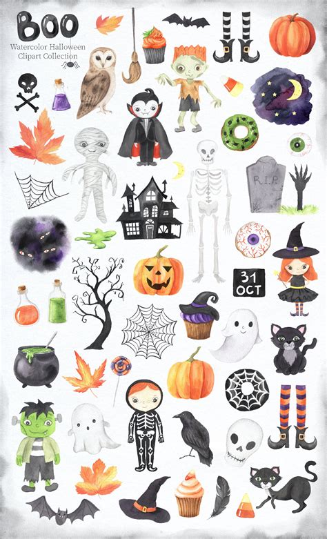 Watercolor Halloween Boo Clipart