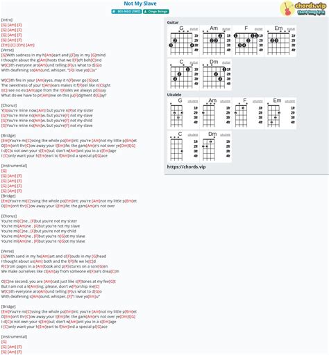 Chord: Not My Slave - tab, song lyric, sheet, guitar, ukulele | chords.vip