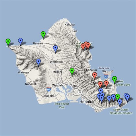 Oahu Hiking Trails Map