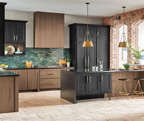 Transitional Walnut and Maple Kitchen Cabinets - Decora Cabinetry
