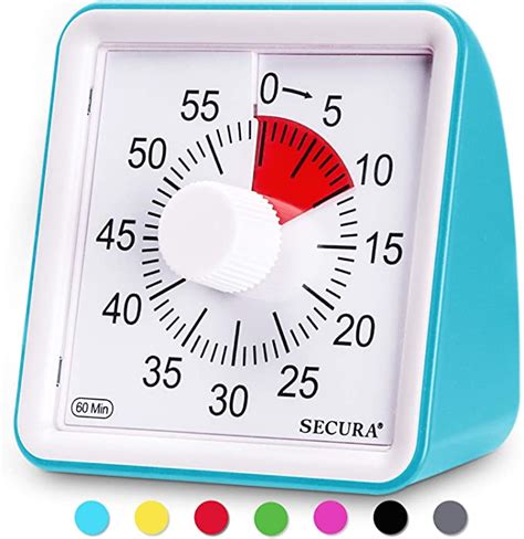 Secura 60-Minute Visual Timer, Classroom Countdown Clock, Silent Timer for Kids and Adults, Time ...