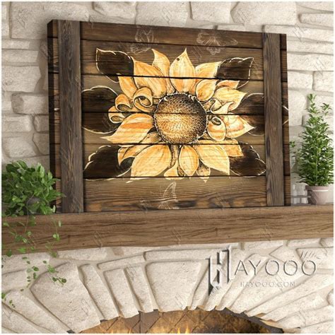 Sunflower Wood Wall Art Sunflower Decor Large Wall Art Sunflowers ...