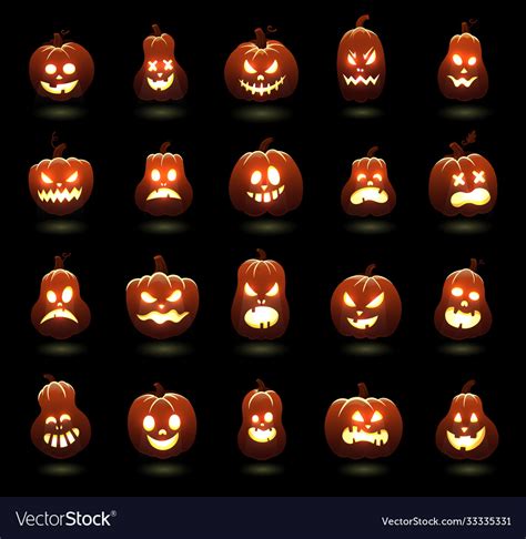 Halloween pumpkins cartoon scary carving pumpkin Vector Image