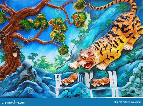 Ancient Chinese art stock photo. Image of scene, tiger - 37797516