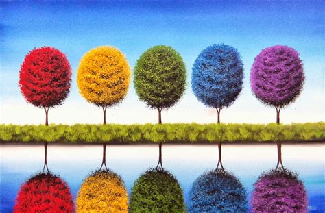 Bing Art by Rachel Bingaman: Colorful Trees Oil Painting, Contemporary Art Landscape Painting ...