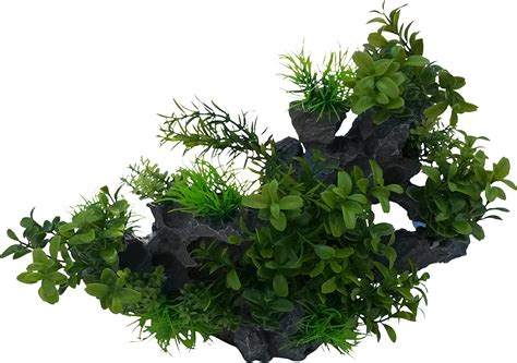 Amazon.com: Gray Lava Rock Outcrop with Plants Resin Aquarium Ornament ...