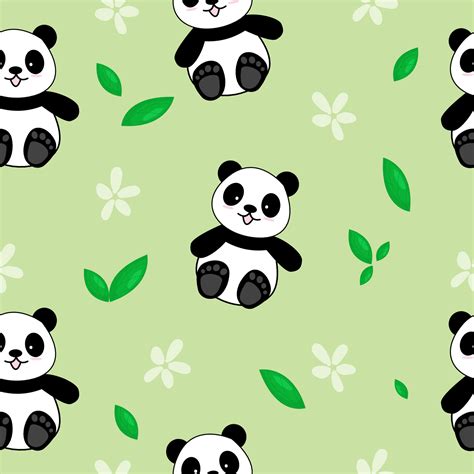 Cute Panda Seamless Pattern Background, Cartoon Panda Bears Vector illustration, Creative kids ...