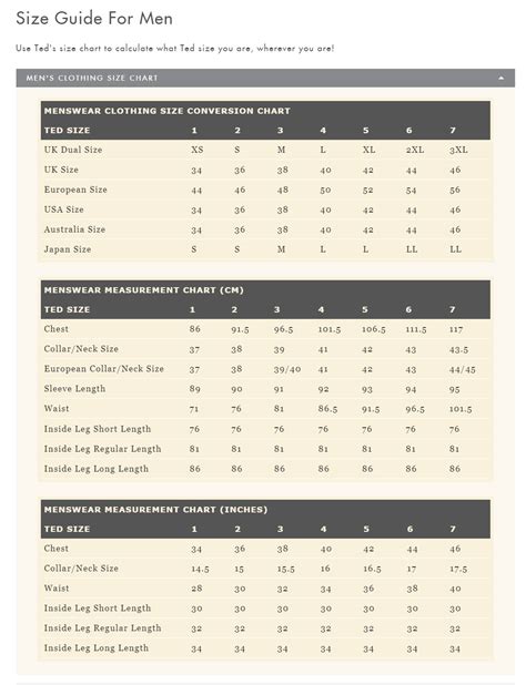 Ted Baker Size Guide