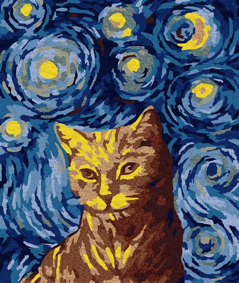 Cat Mosaic Art - Starry Night Mosaic Reproduction | Animals Mosaics ...