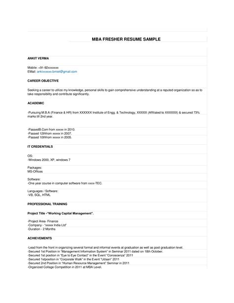 MBA Finance Resume Sample | Templates at allbusinesstemplates.com
