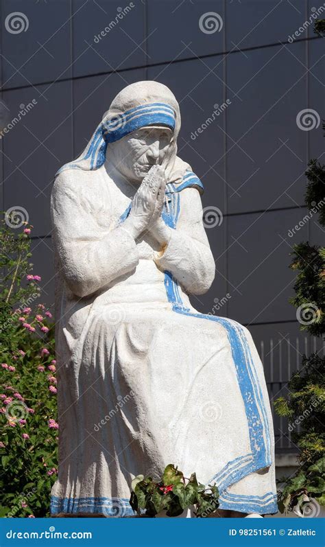 Mother Teresa Statue in Front St Paul`s Cathedral in Tirana, Albania ...