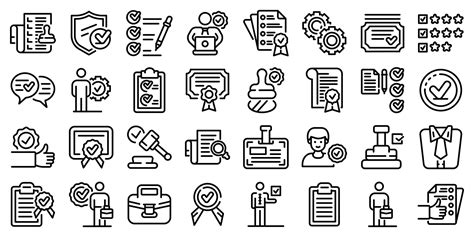 Quality assurance icons set, outline style 8858056 Vector Art at Vecteezy