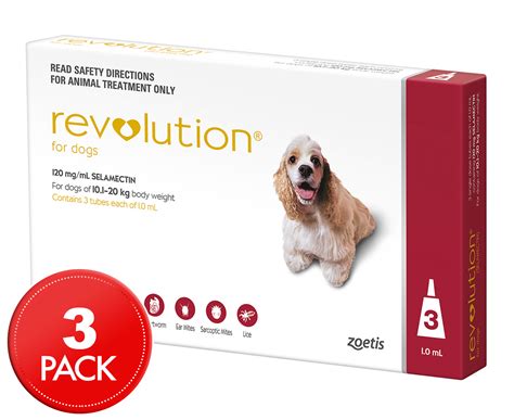 Revolution Flea & Worm Treatment For Large Dogs 10.1-20kg 3pk | GroceryRun.com.au