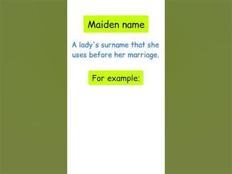 What is maiden name? | Maiden name meaning in english | #english #lesson - YouTube