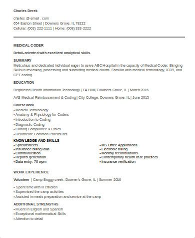 Entry Level Coding Resume Sample