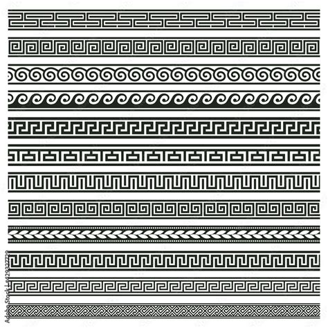 Ancient greek borders. Greek roman meander and wave decorative seamless patterns vector ...