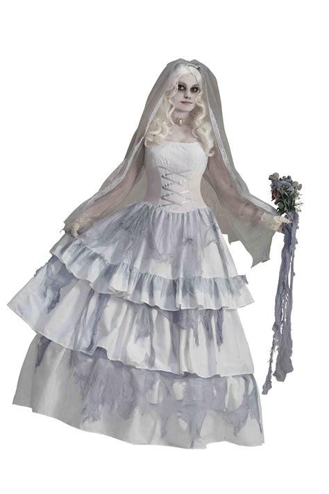 Adult Victorian Ghost Bride Deluxe Ghostly Spirit Costume | $53.99 ...