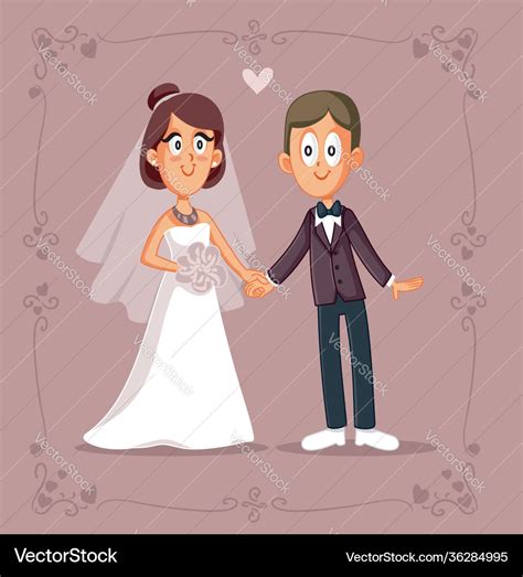 Cute cartoon couple getting married Royalty Free Vector