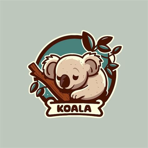 Premium Vector | Koala logocute cartoon koala with leaves vector illustration in a flat style